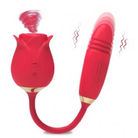 Rose 2-in-1 Clitoral Suction Stimulator with Dildo Vibrator